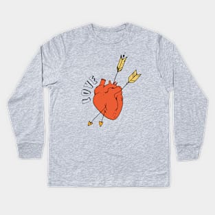 Love Hurts | Heart | Arrows | Red Kids Long Sleeve T-Shirt